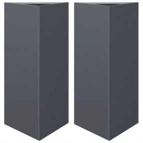 Garden Planter Set of 2 Anthracite Steel