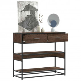 Console Table Brown oak Engineered wood, metal 35.4x13....