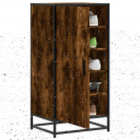 Shoe Rack Smoked Oak Engineered Wood, Metal Shoe Rack R...