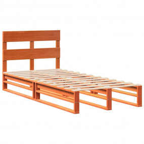 Bed Frame Wax Brown Solid Pine Wood, Plywood Twin Durab...