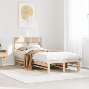 Bed Frame Natural wood Solid pine wood Twin Durable Bed...