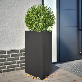 Garden Planter Set of 2 Black Steel Medium Garden Plant...