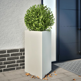 Garden Planter Set of 2 White Steel Medium Durable
