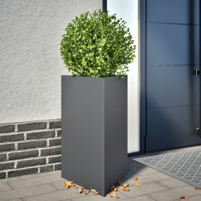 Garden Planter Set of 2 Anthracite Steel Large Durable