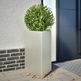 Garden Planter Set of 2 Light Grey Stainless Steel Medi...