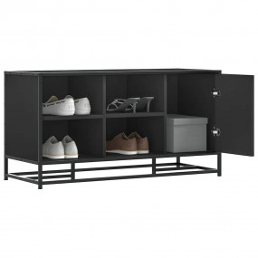 Shoe Bench Black Engineered Wood, Metal 39.4x15.7x21.1 ...