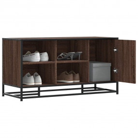 Shoe Bench Brown Oak Engineered Wood and Metal