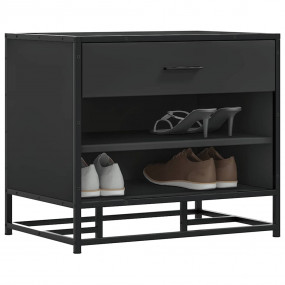 Shoe Bench Black Engineered wood and Metal Medium Shoe ...