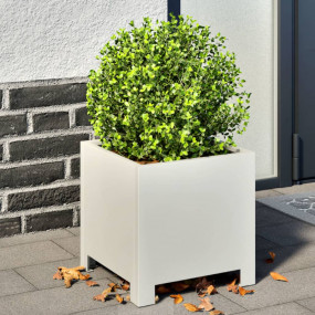 Garden Planter White Steel 11.8x11.8x11.8 in Durable
