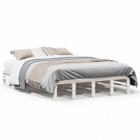 Bed Frame White Solid pine wood Full Bed Durable Bed Fr...