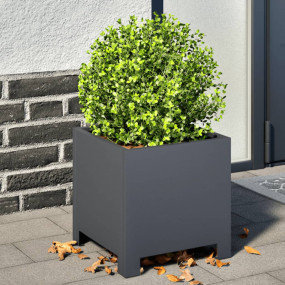 Garden Planter Set of 2 Anthracite Steel Durable Garden...