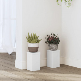 Plant Stand Set of 2 White Engineered Wood Small Minima...