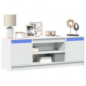 TV Cabinet White Engineered Wood Medium Adjustable Ligh...