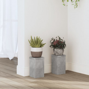 Plant Stand Set of 2 Concrete grey Engineered wood Smal...