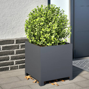 Garden Planter Set of 2 Anthracite Steel 15.7 x 15.7 x ...