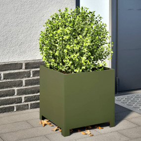 Garden Planter Set of 2 Olive Green Steel 15.7 x 15.7 x...