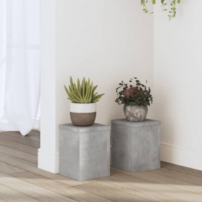 Plant Stand Set of 2 Concrete grey Engineered wood Smal...