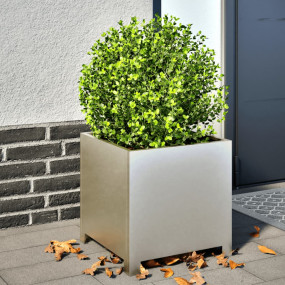 Garden Planter Set of 2 Silver Stainless Steel 15.7x15....
