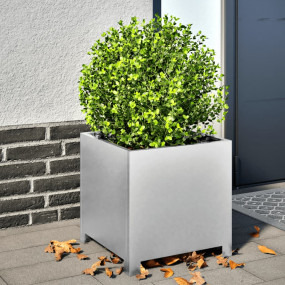 Garden Planter Set of 2 Galvanized Steel Grey Galvanize...