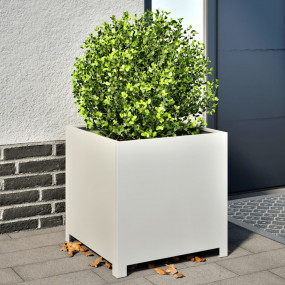 Garden Planter White Steel 19.7 in Durable Garden Plant...