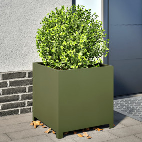 Garden Planter Olive Green Steel 19.7 x 19.7 x 19.7 in ...