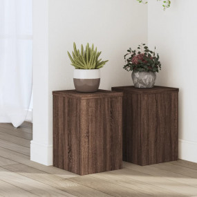 Plant Stand Set of 2 Brown Oak Engineered Wood Small Du...