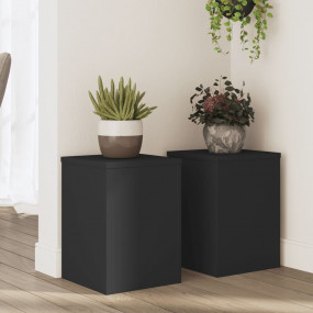 Plant Stand Set of 2 Black Engineered wood Medium
