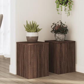 Plant Stand Set of 2 Brown Oak Engineered Wood Compact