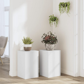 Plant Stand Set of 2 White Engineered wood Decorative I...