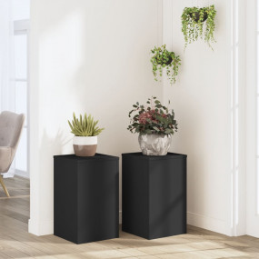 Plant Stand Set of 2 Black Engineered wood Medium Minim...
