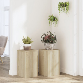 Plant Stand Set of 2 Sonoma Oak Engineered Wood Medium