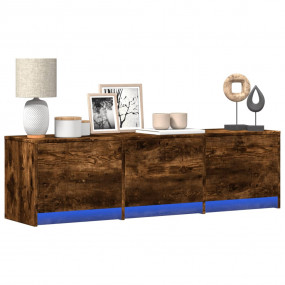 TV Cabinet Smoked Oak Engineered Wood Medium Modern TV ...