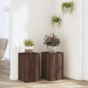 Plant Stand Set of 2 Brown Oak Engineered wood Medium
