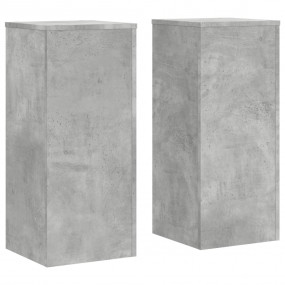 Plant Stand Set of 2 Concrete Grey Engineered Wood Medi...