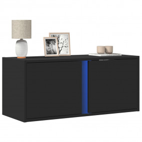 TV Wall Cabinet Black Engineered Wood Compact TV Wall C...