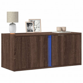 TV Wall Cabinet Brown Oak Engineered Wood TV Wall Cabin...