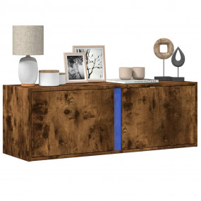 TV Wall Cabinet Smoked Oak Engineered Wood Medium TV Wa...