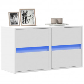 TV Wall Cabinet Set of 2 White Engineered wood