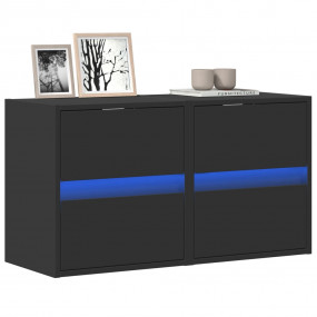 TV Wall Cabinet Set of 2 Black Engineered Wood