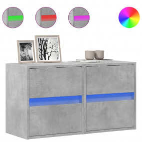 TV Wall Cabinet Set of 2 Concrete Grey Engineered Wood ...