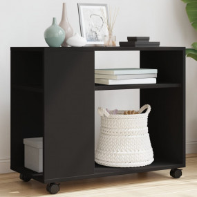 Side Table Black Engineered wood One size Rollable Side...