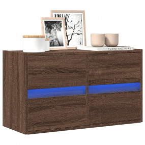 TV Wall Cabinet Brown Oak Engineered wood Compact TV Wa...