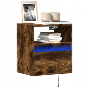 TV Wall Cabinet Set of 2 Smoked Oak Engineered Wood Med...