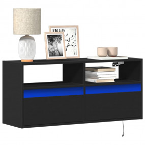 TV Wall Cabinet Black Engineered Wood 39.4 x 12.2 x 17....