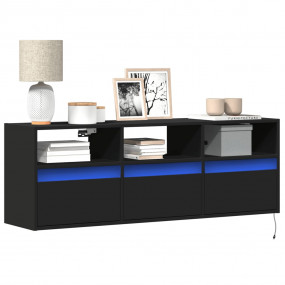 TV Wall Cabinet Black Engineered wood 51.2 x 12.2 x 17....
