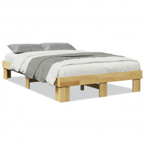 Bed Frame Oak Solid Oak Wood 47.2 x 78.7 in Bed Frame