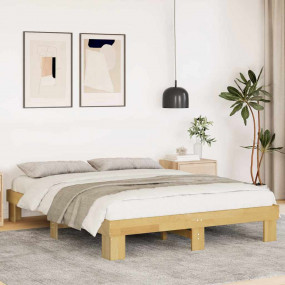 Bed Frame Oak Solid oak wood, Plywood King Size Bed Fra...