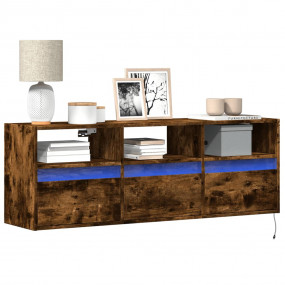 TV Wall Cabinet Smoked Oak Engineered Wood Medium TV Wa...