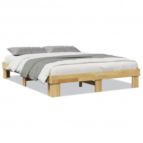 Bed Frame Oak Solid Oak wood Double Bed Frame Rectangul...