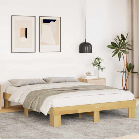 Bed Frame Oak Solid oak wood, Plywood Double Rectangula...
